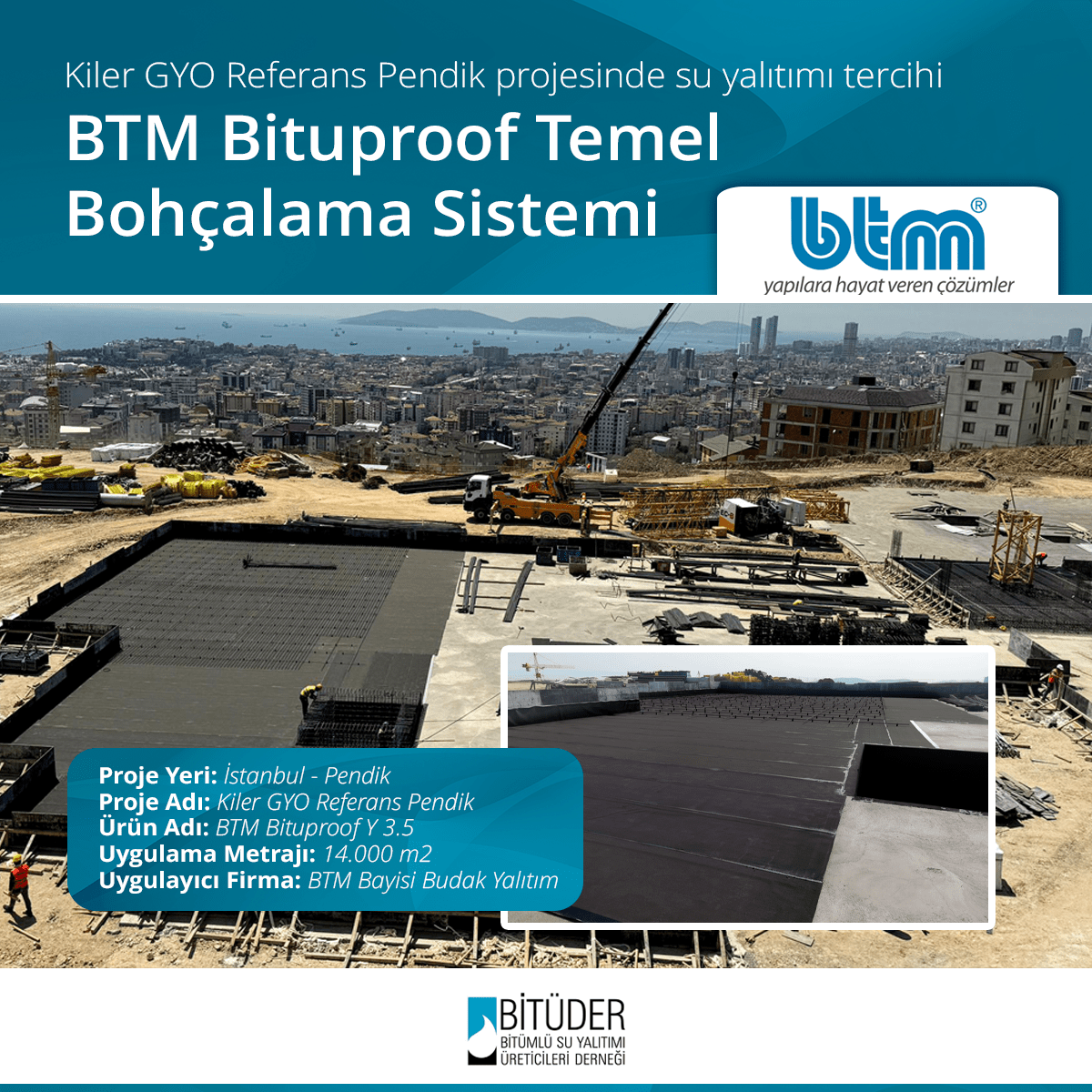 Kiler GYO Referans Pendik’in tercihi BTM Bituproof Temel Bohçalama Sistemi
